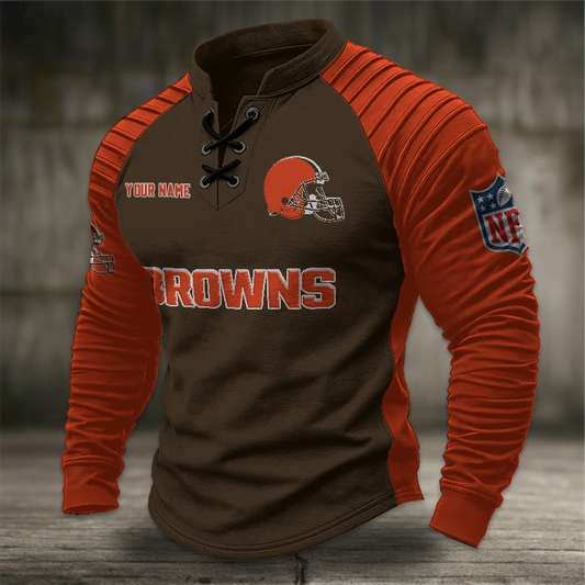CLE x NFL Men Stand Collar Long Sleeve Top DDT  CTND