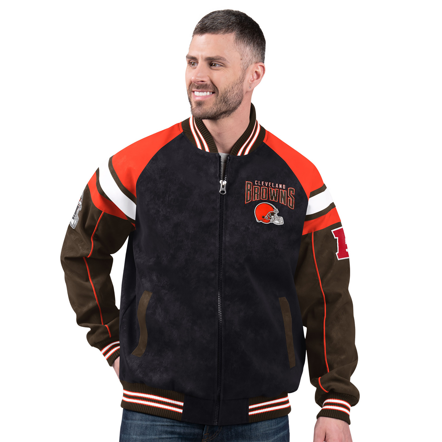 CLE x NFL Officially Licensed Faux Suede Jacket DATND TANTD 261125