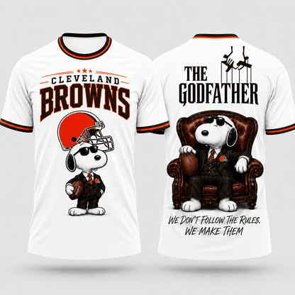 CLE x NFL Premium Funny Football Snoopy The Godfather Rule Maker Game Day 3D Shirt 0307