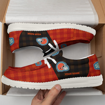 CLE x NFL Premium Hey Dude Shoes DATND TANTD