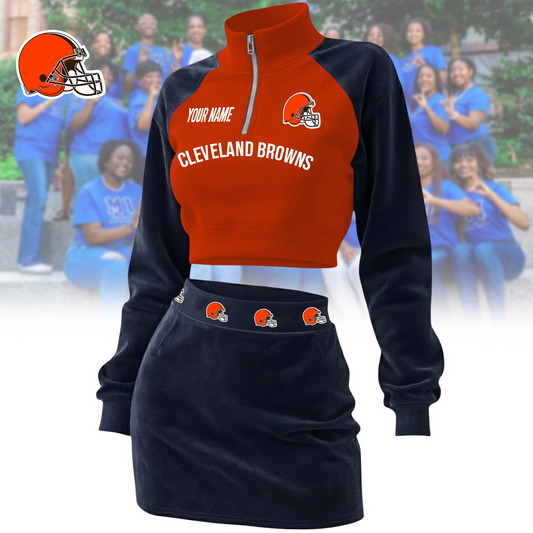 CLE x NFL Premium Long Zip Polo Shirt DDT CTND