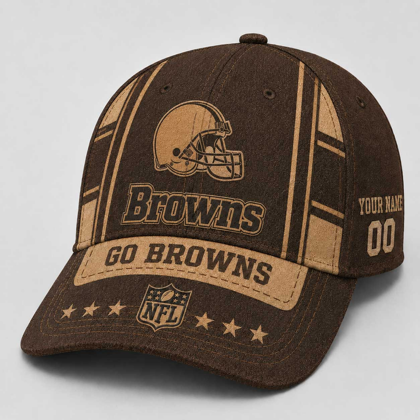 CLE x NFL Premium Vintage Leather Personalized Cap for Loyal Fans