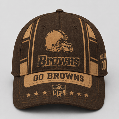 CLE x NFL Premium Vintage Leather Personalized Cap for Loyal Fans