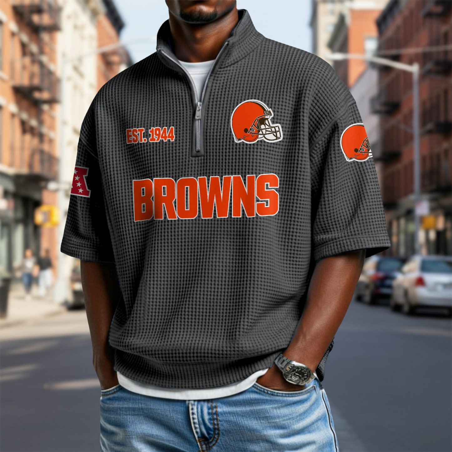 CLE x NFL Waffle Short Sleeve Polo Shirt DatND DVT