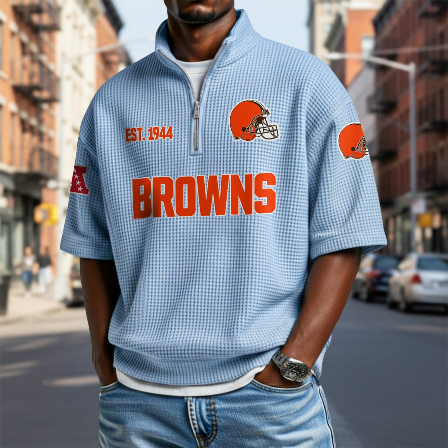CLE x NFL Waffle Short Sleeve Polo Shirt DatND DVT