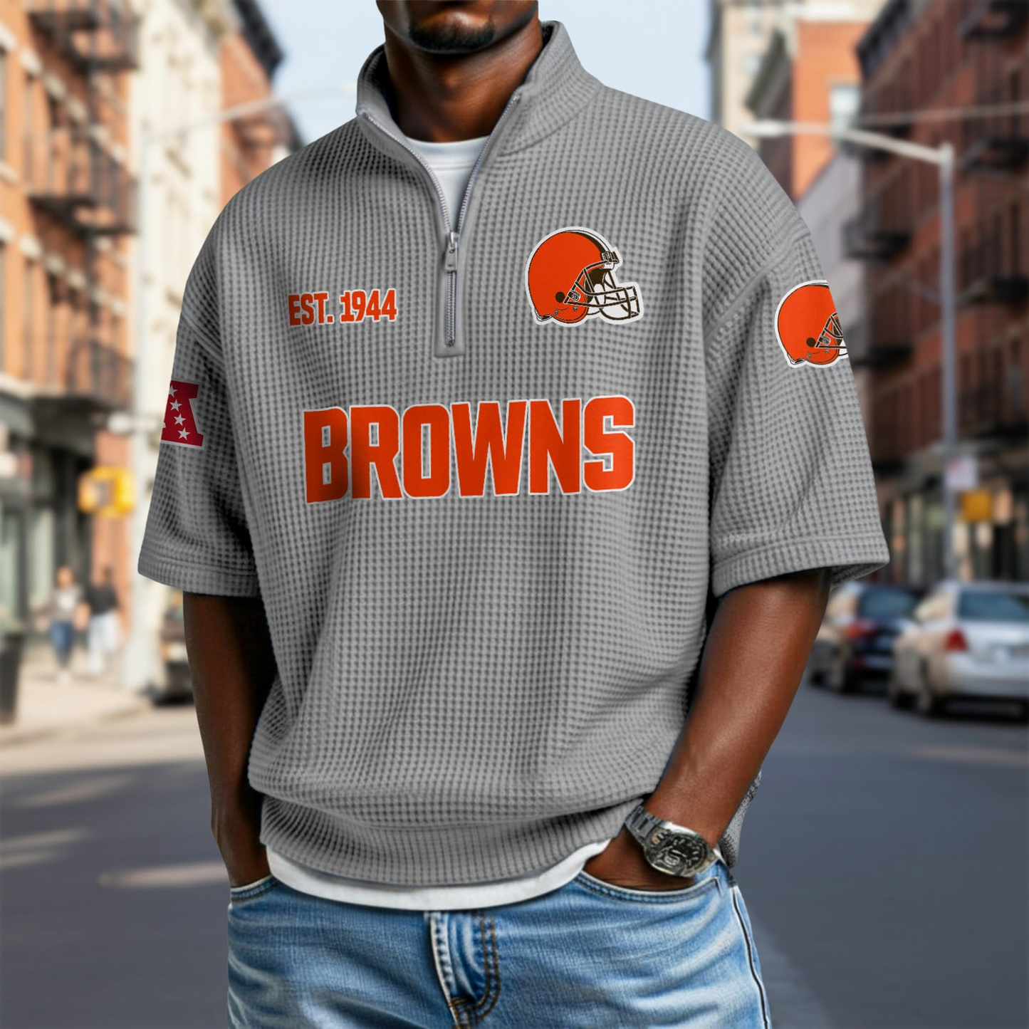 CLE x NFL Waffle Short Sleeve Polo Shirt DatND DVT