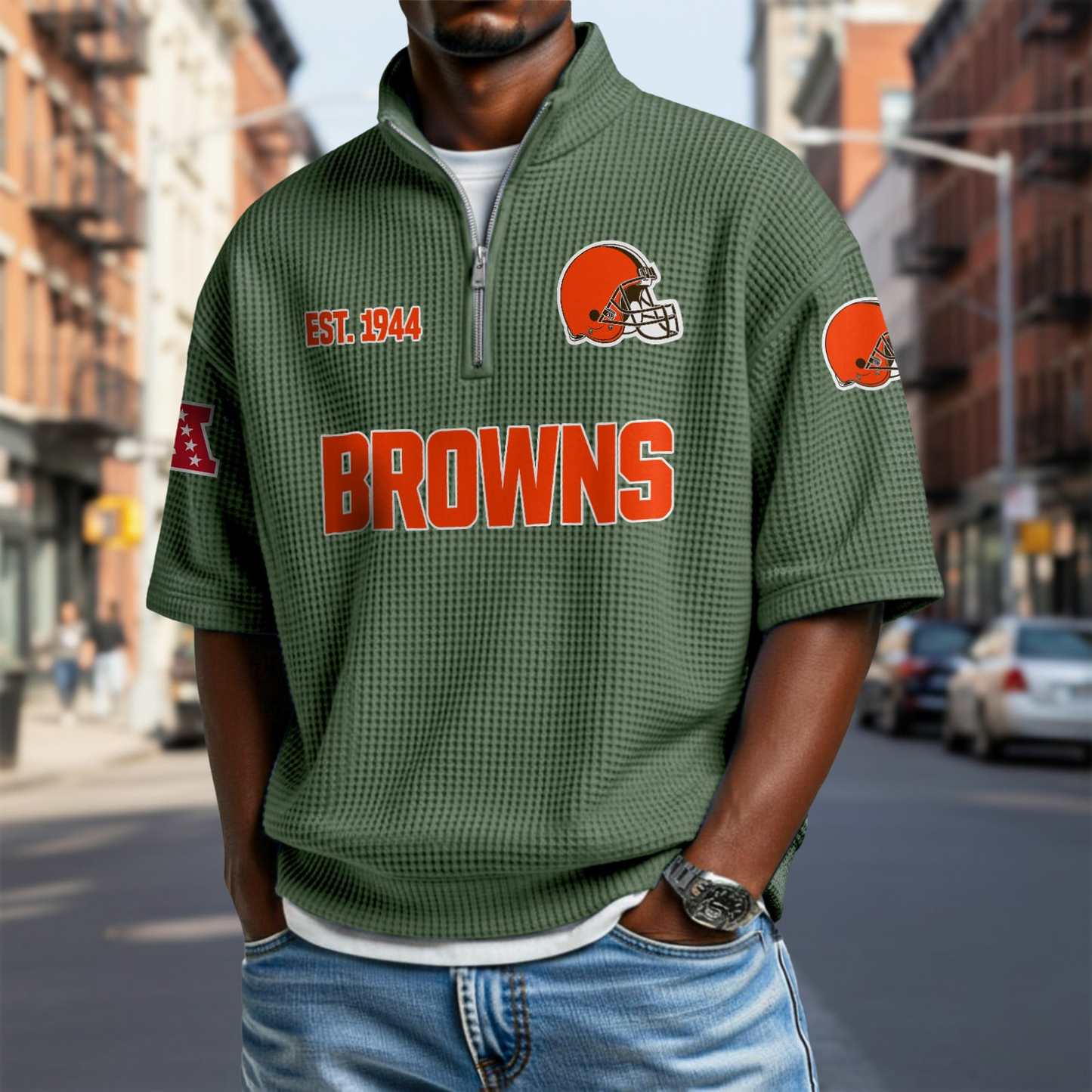 CLE x NFL Waffle Short Sleeve Polo Shirt DatND DVT