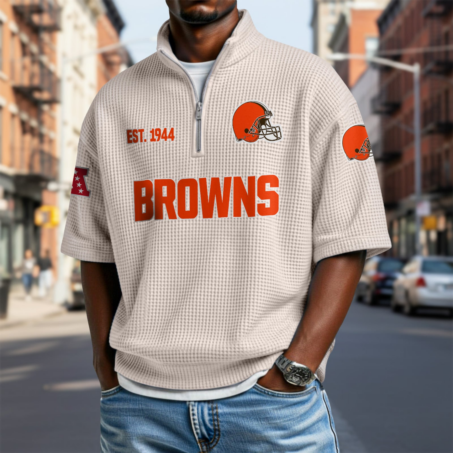 CLE x NFL Waffle Short Sleeve Polo Shirt DatND DVT