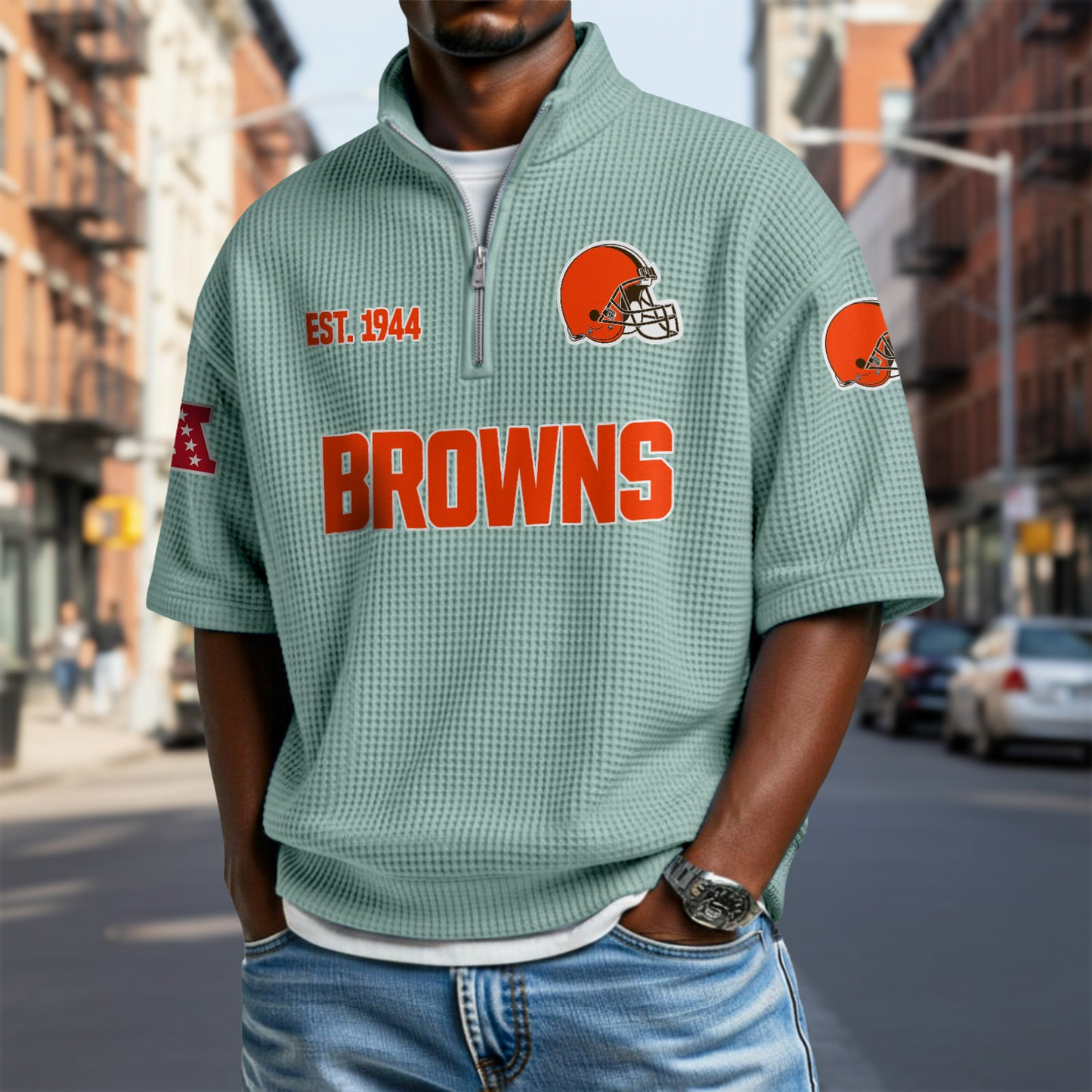 CLE x NFL Waffle Short Sleeve Polo Shirt DatND DVT