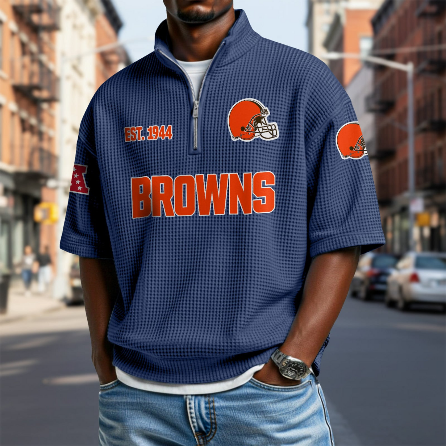 CLE x NFL Waffle Short Sleeve Polo Shirt DatND DVT