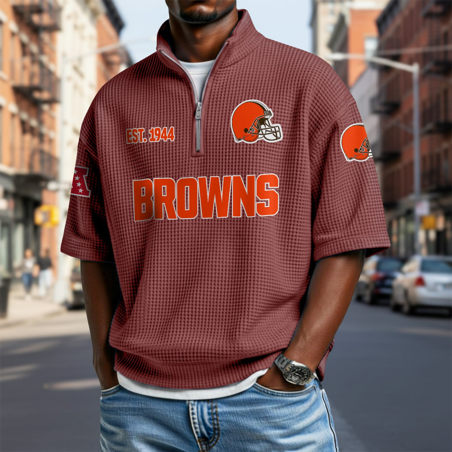 CLE x NFL Waffle Short Sleeve Polo Shirt DatND DVT
