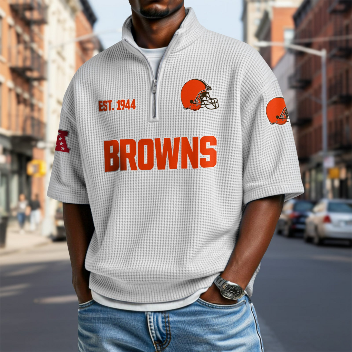 CLE x NFL Waffle Short Sleeve Polo Shirt DatND DVT