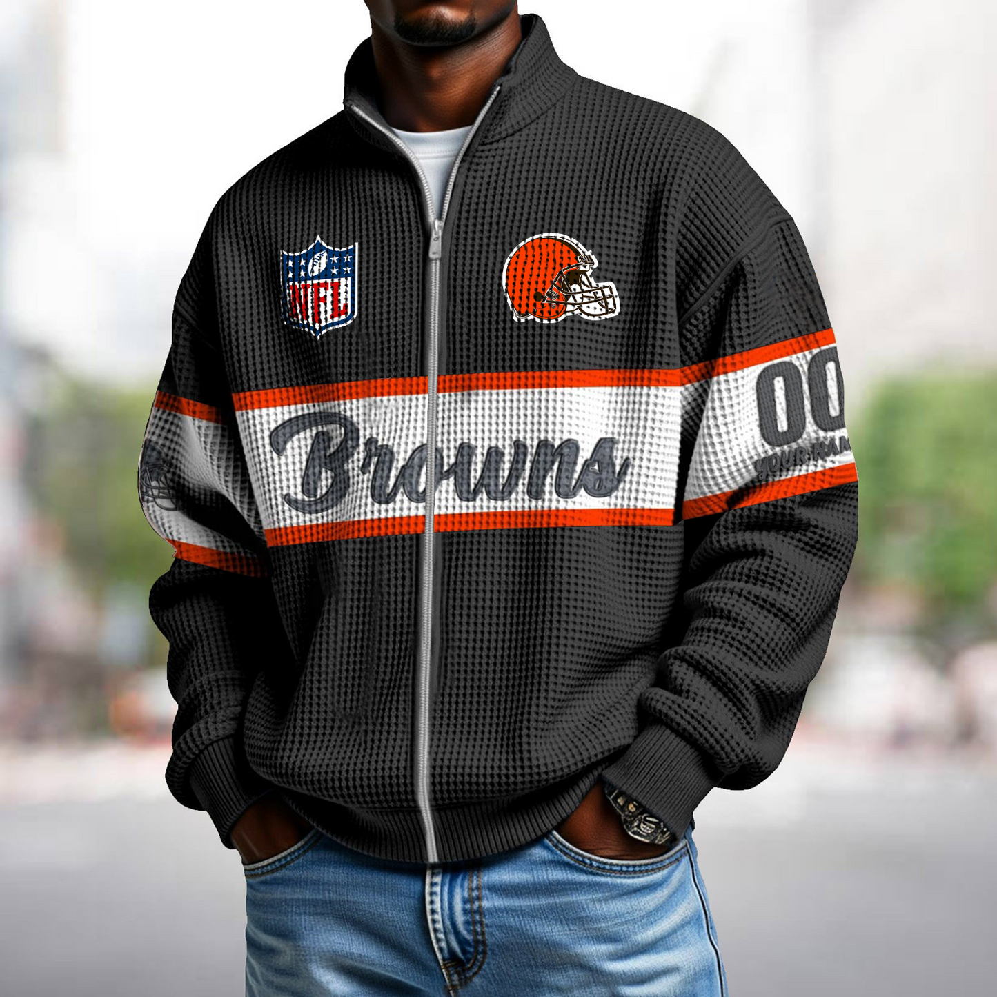 CLE x NFL Waffle Zip-Up Sweatshirt DATND TANTD