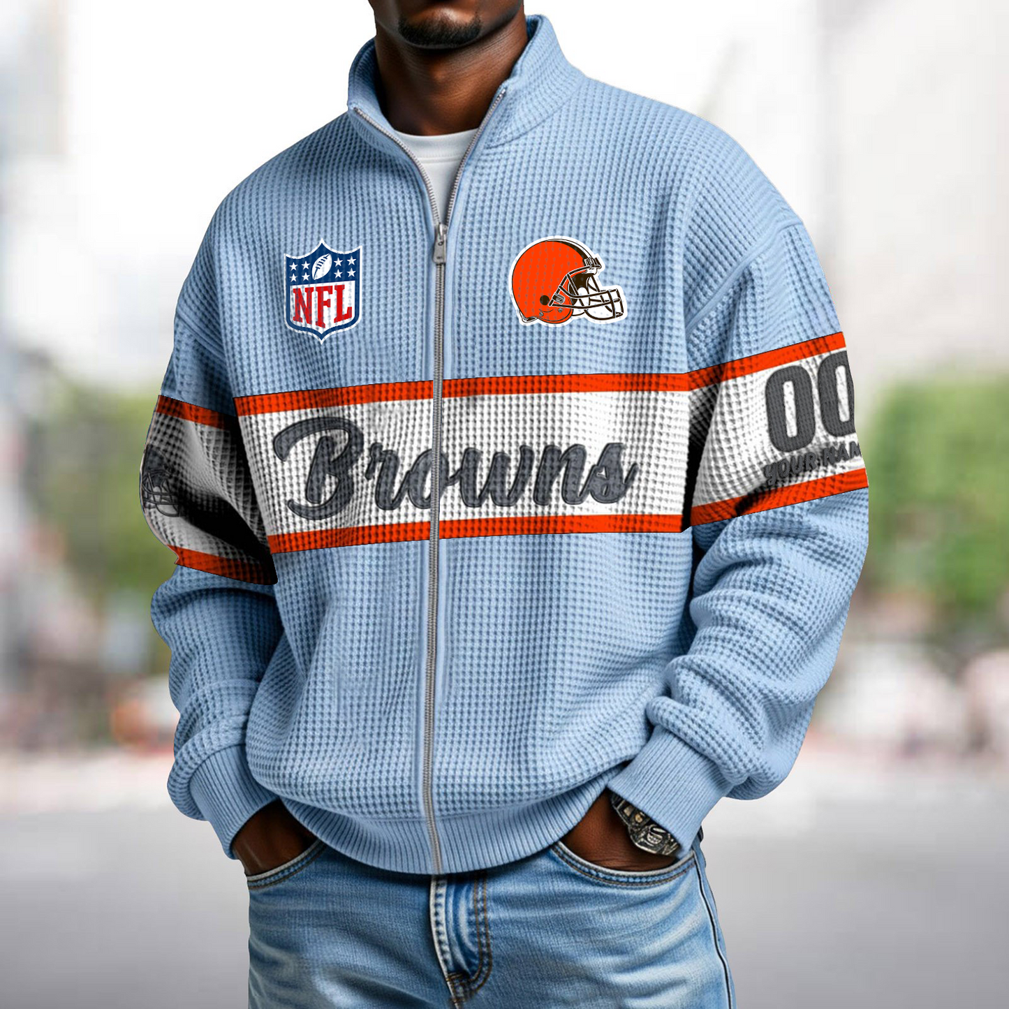 CLE x NFL Waffle Zip-Up Sweatshirt DATND TANTD