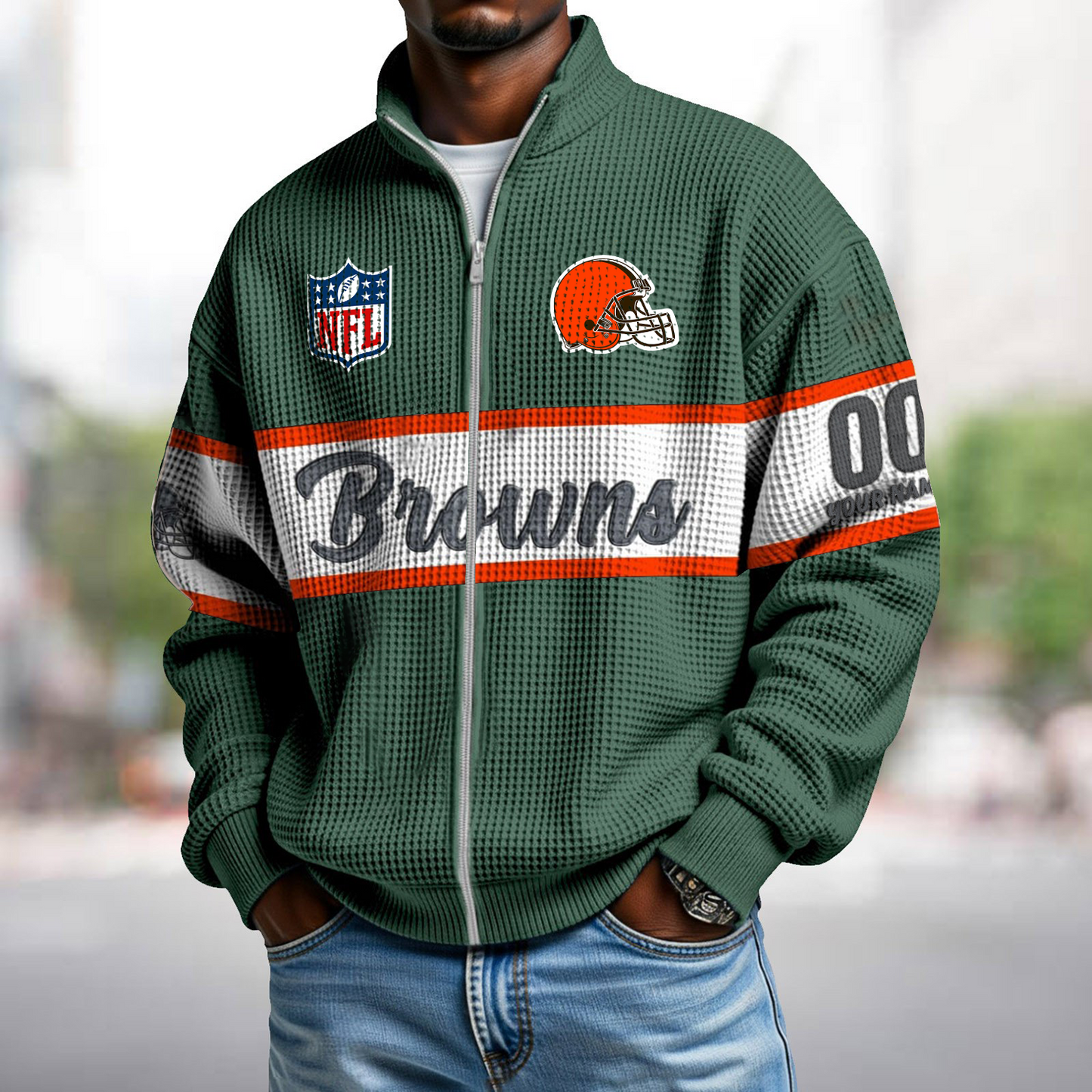 CLE x NFL Waffle Zip-Up Sweatshirt DATND TANTD