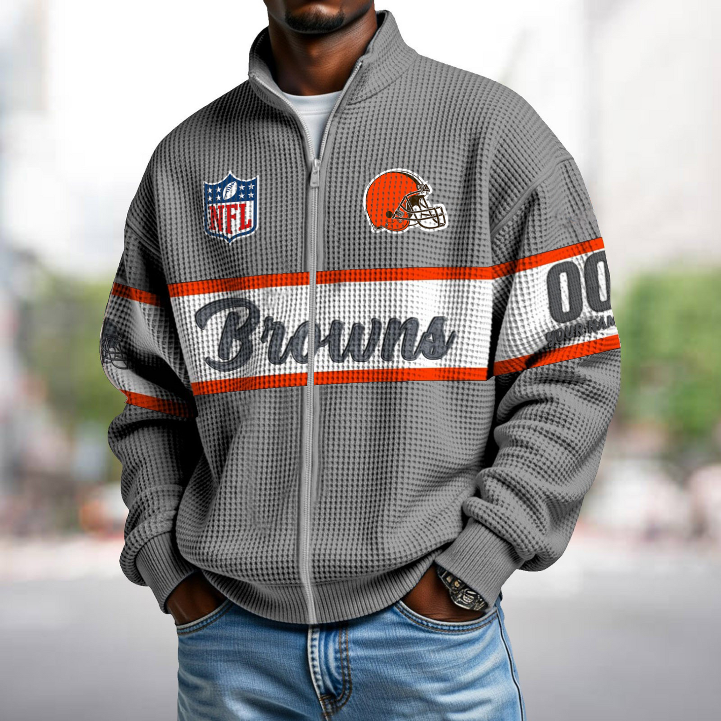 CLE x NFL Waffle Zip-Up Sweatshirt DATND TANTD