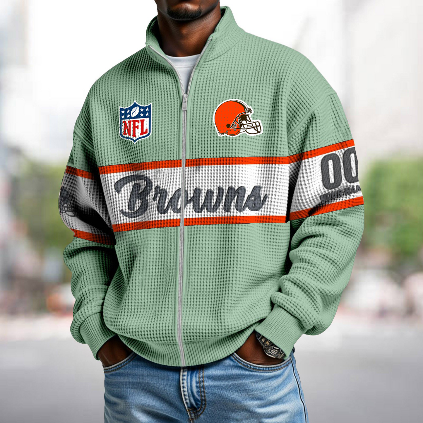 CLE x NFL Waffle Zip-Up Sweatshirt DATND TANTD