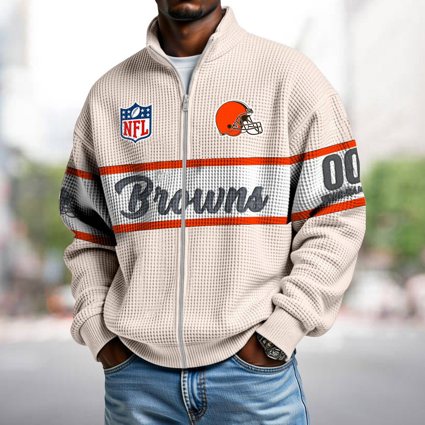 CLE x NFL Waffle Zip-Up Sweatshirt DATND TANTD