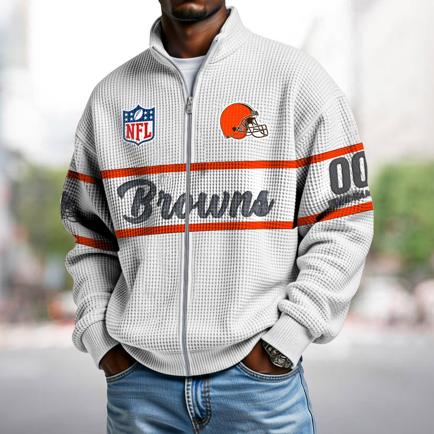 CLE x NFL Waffle Zip-Up Sweatshirt DATND TANTD