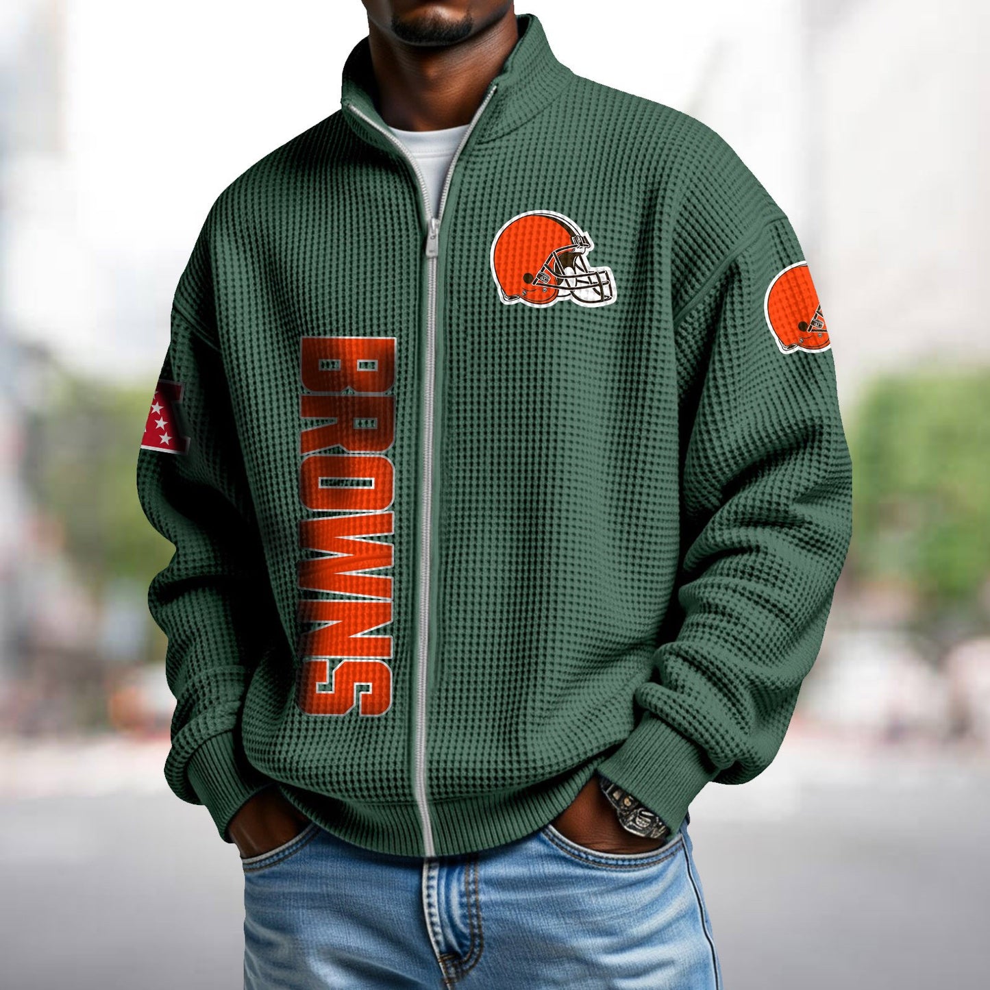 CLE x NFL Waffle Zip-Up Sweatshirt DATND TANTD