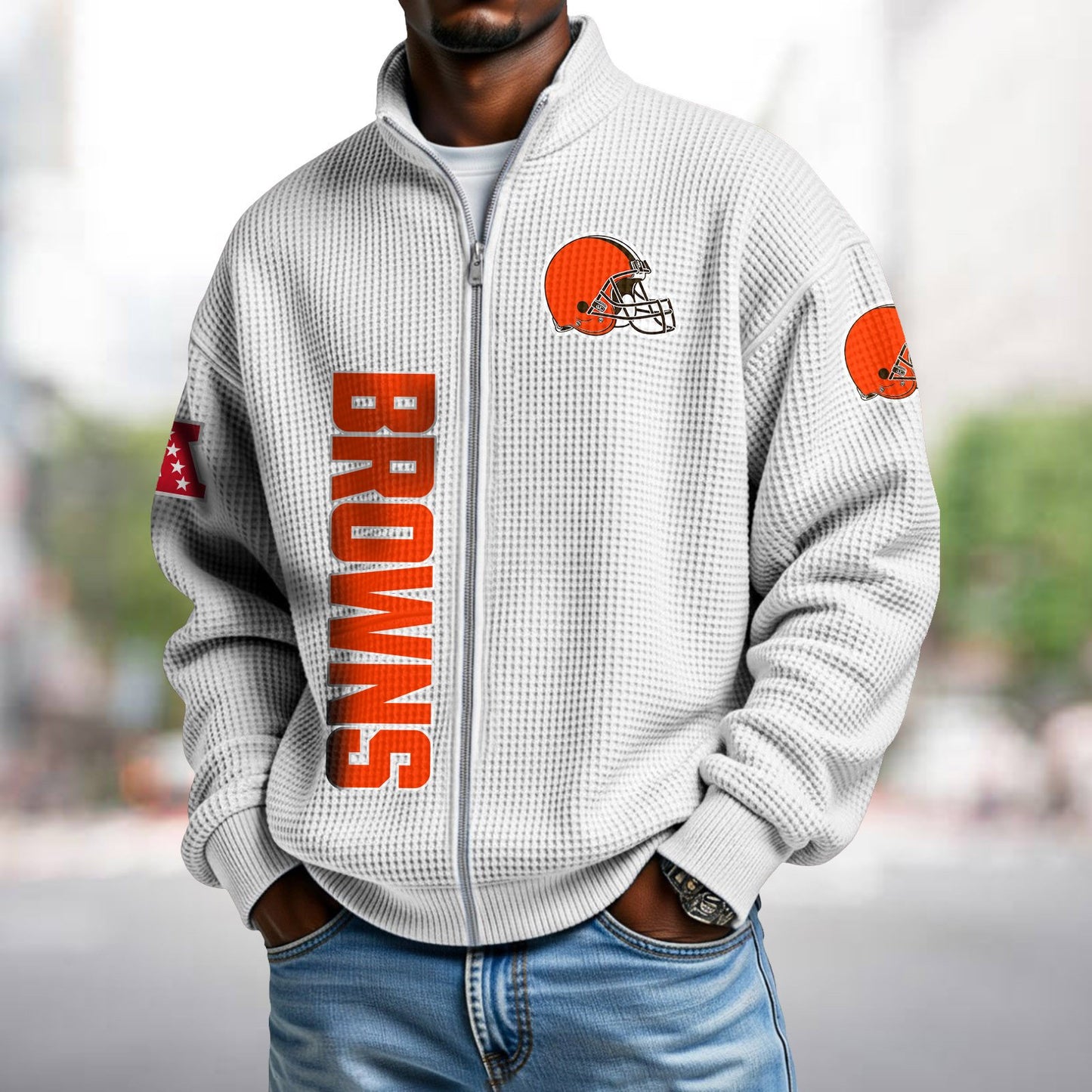 CLE x NFL Waffle Zip-Up Sweatshirt DATND TANTD