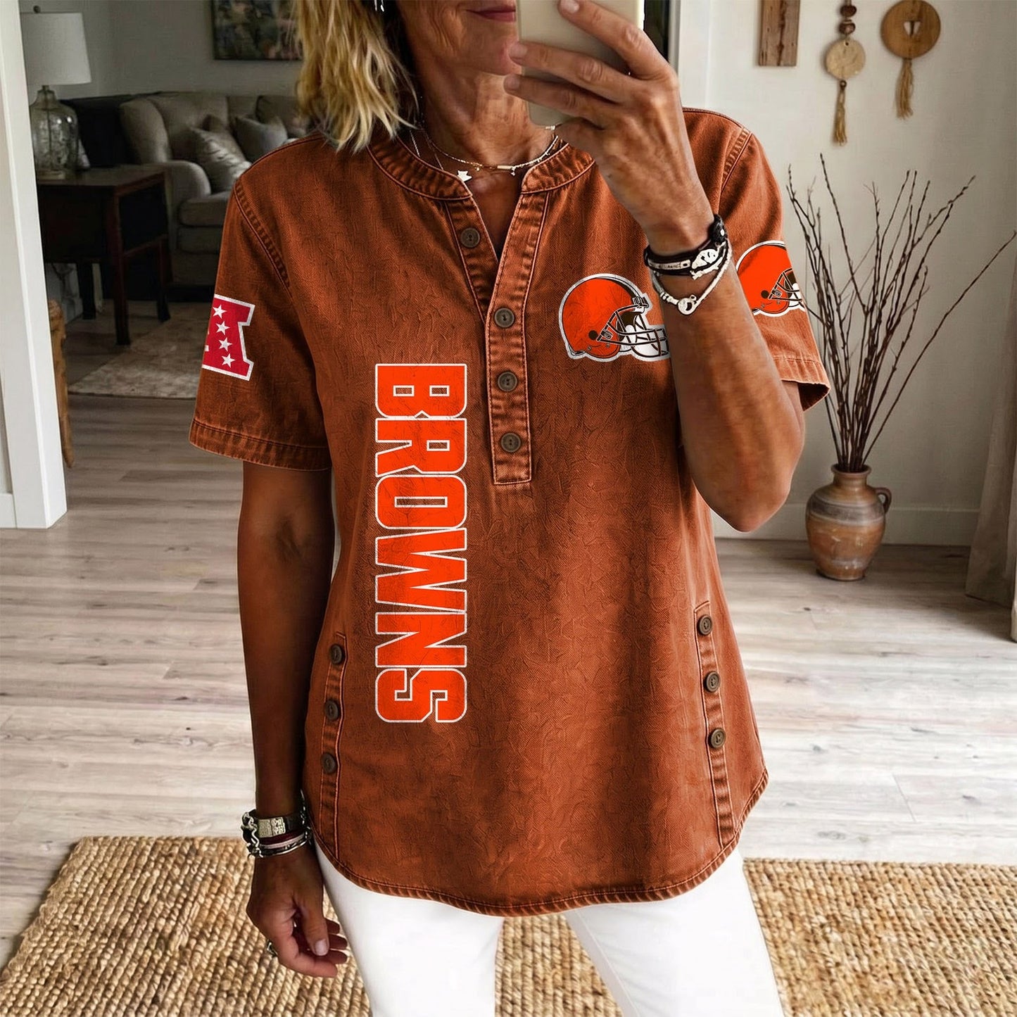 CLE x NFL Womenƒ??s Denim Casual Tops DATND LBN 190526