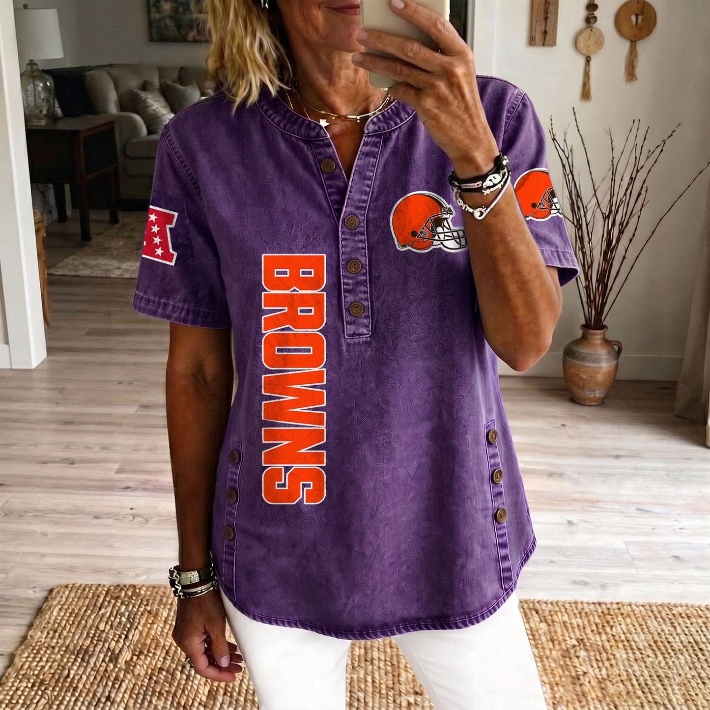 CLE x NFL Womenƒ??s Denim Casual Tops DATND LBN 190526