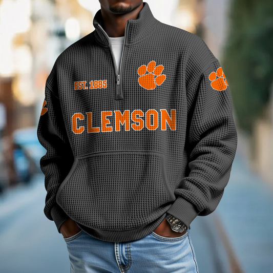 CLEM x College Football - Waffle Stand Collar Half Zip Sweatshirt DatND DVT