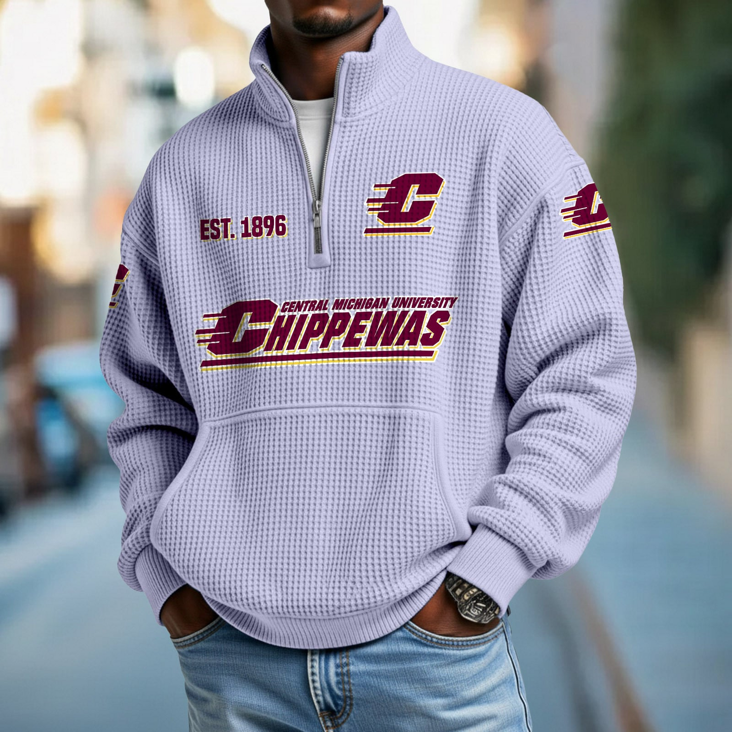 CMU x College Football - Waffle Stand Collar Half Zip Sweatshirt DatND DVT
