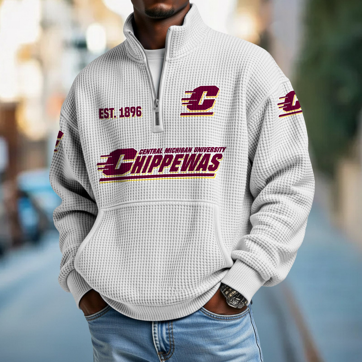 CMU x College Football - Waffle Stand Collar Half Zip Sweatshirt DatND DVT
