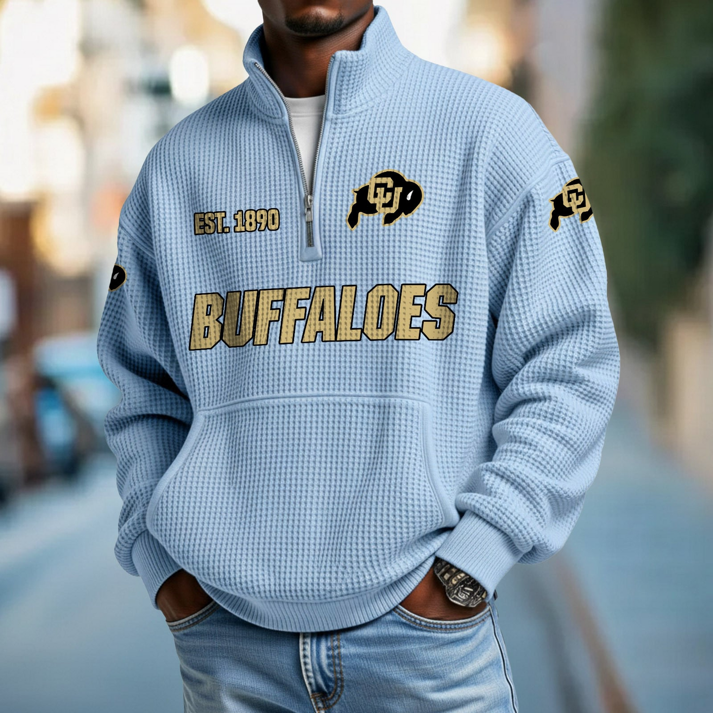 COLO x College Football - Waffle Stand Collar Half Zip Sweatshirt DatND DVT