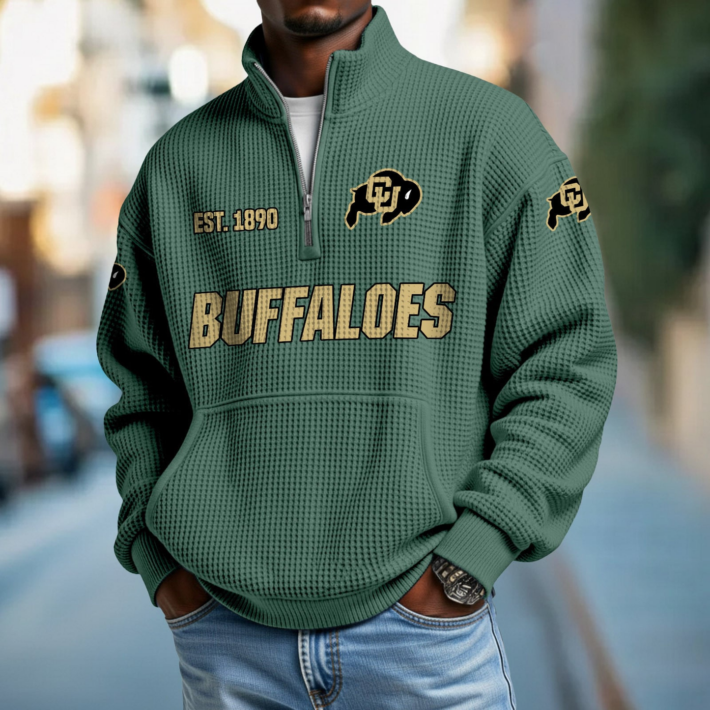 COLO x College Football - Waffle Stand Collar Half Zip Sweatshirt DatND DVT