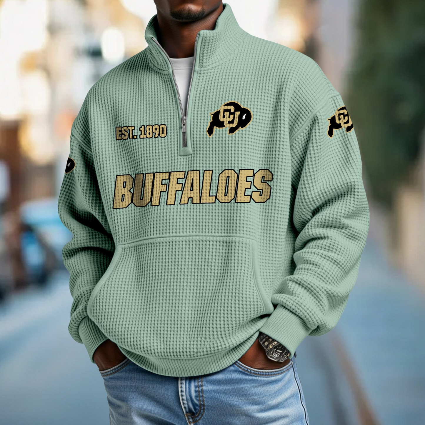 COLO x College Football - Waffle Stand Collar Half Zip Sweatshirt DatND DVT