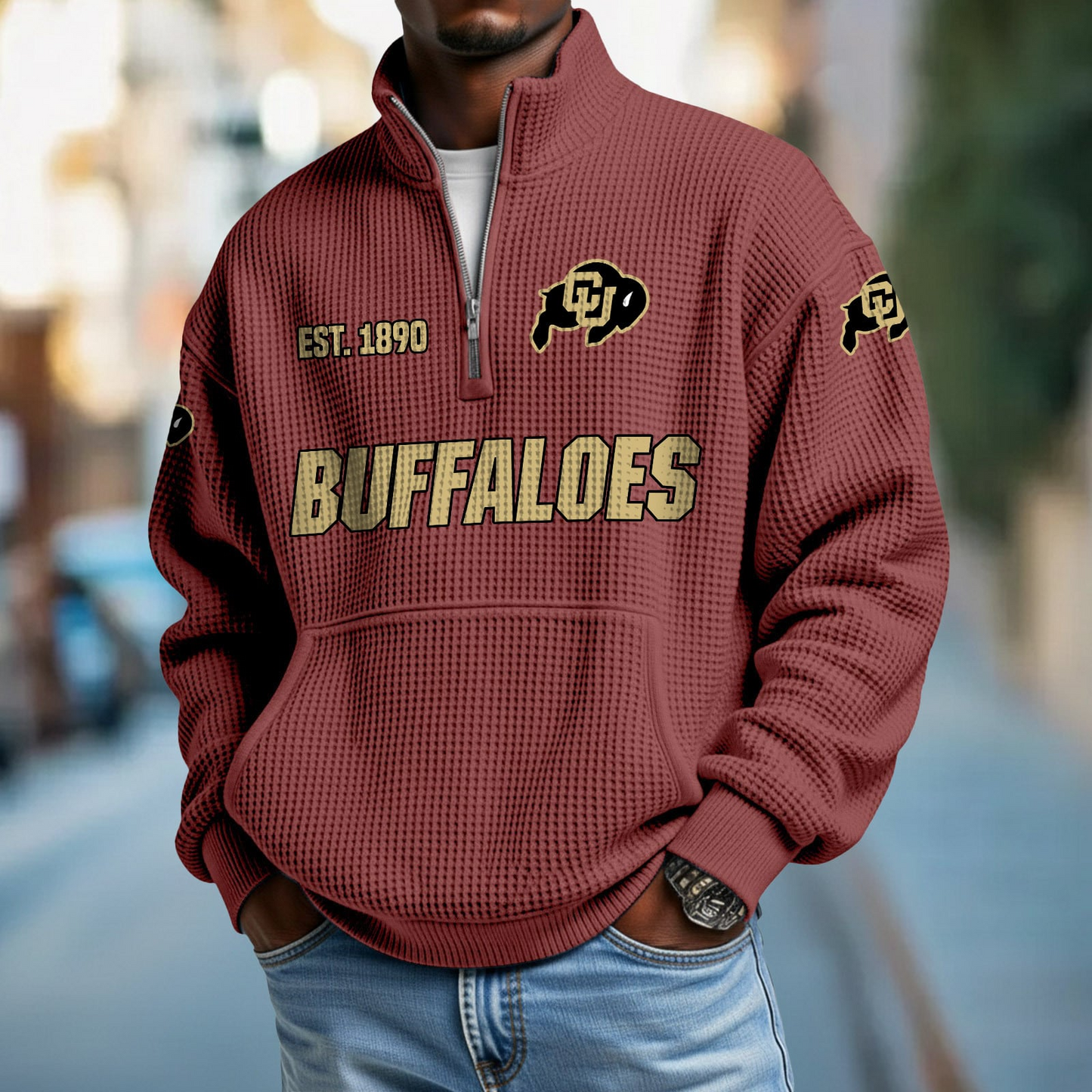 COLO x College Football - Waffle Stand Collar Half Zip Sweatshirt DatND DVT