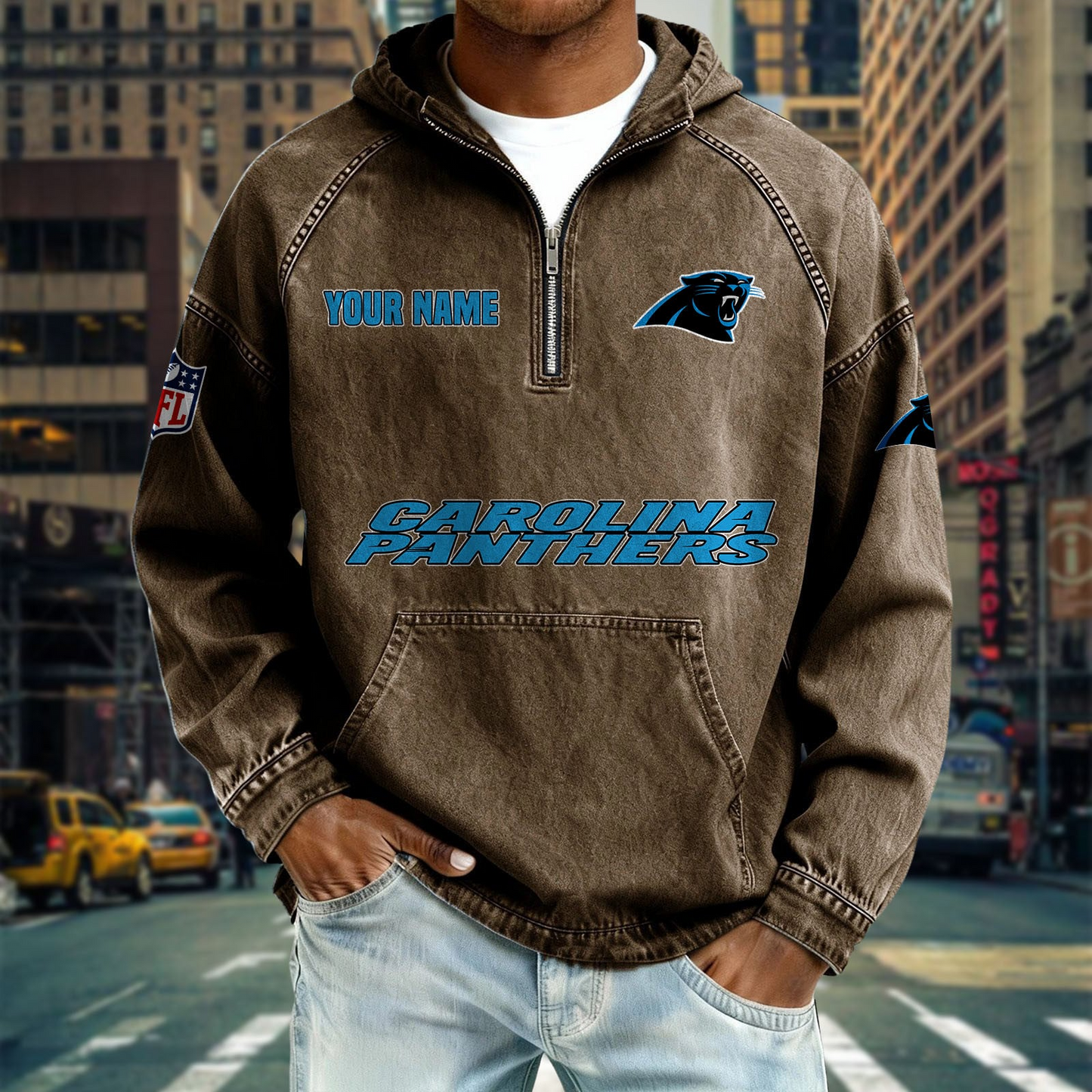 CP x NFL Denim Long - Sleeved Hooded Sweatshirt DDT NTL