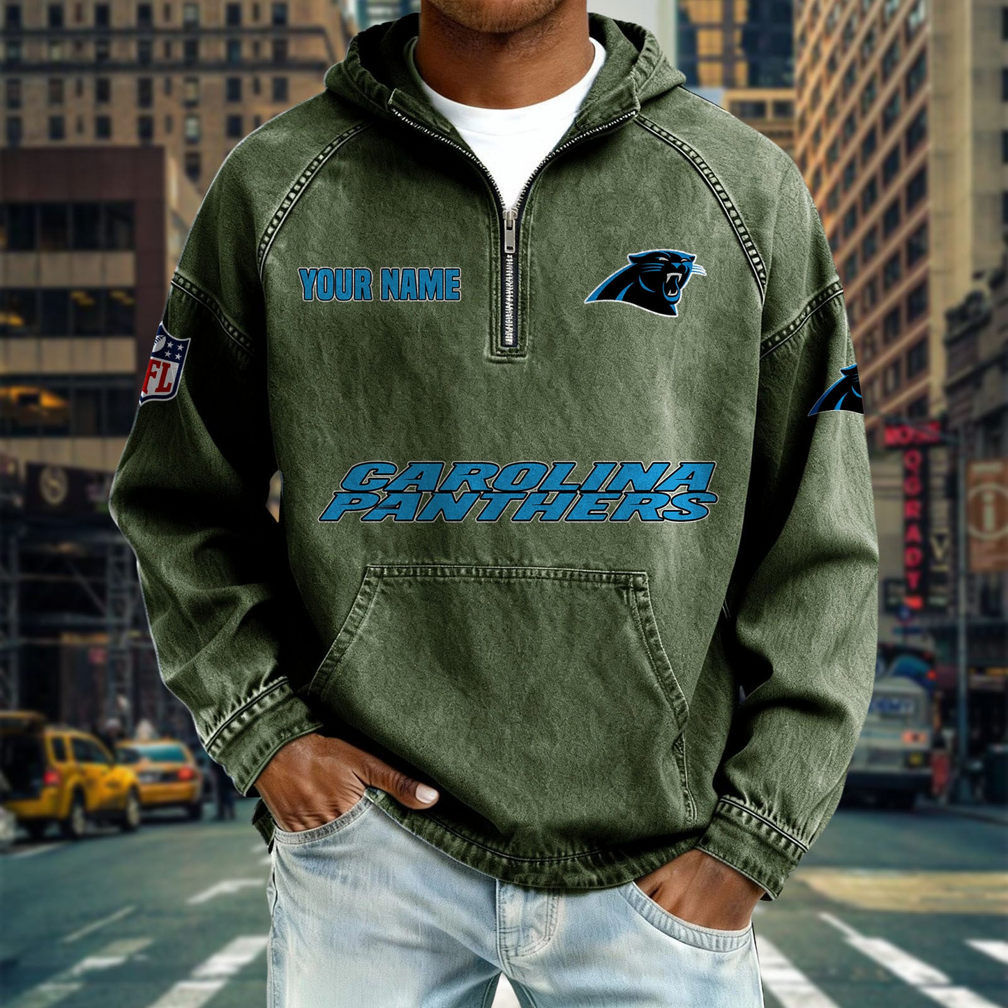 CP x NFL Denim Long - Sleeved Hooded Sweatshirt DDT NTL
