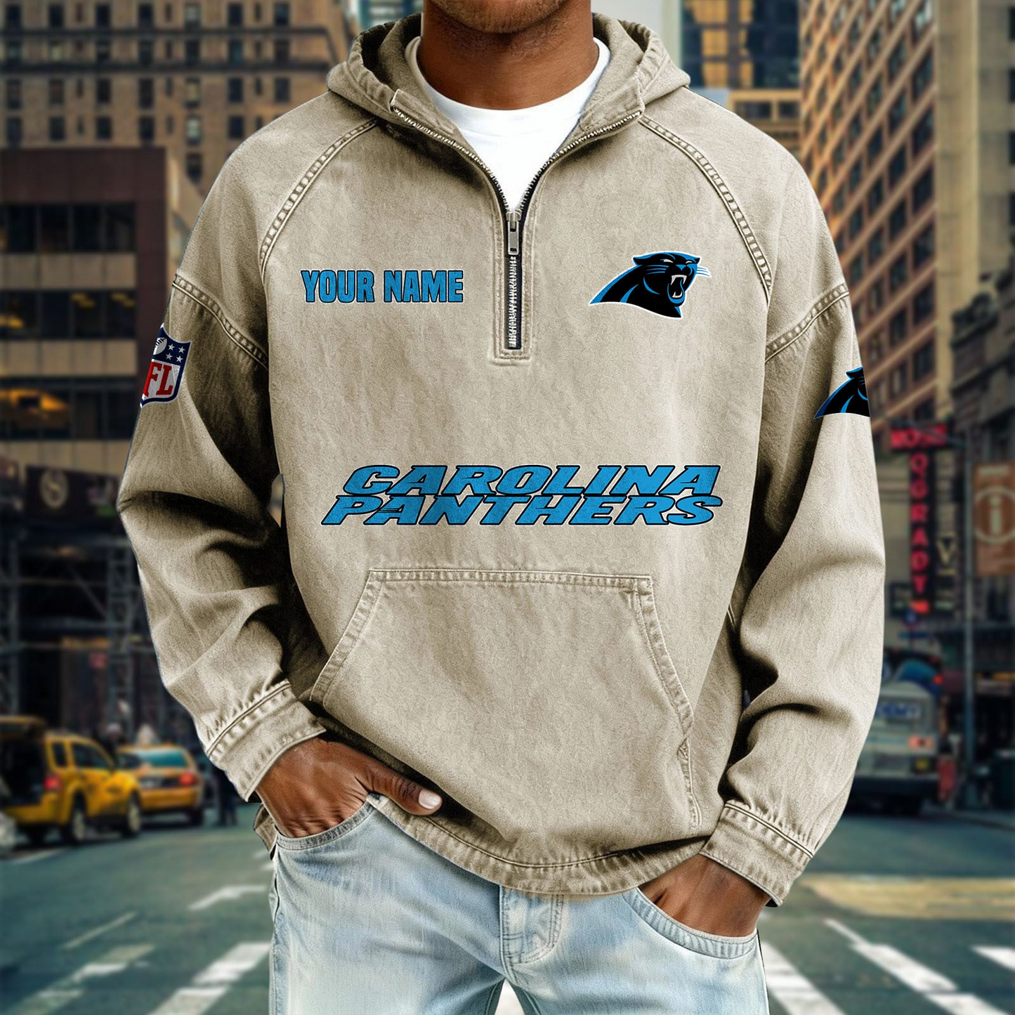 CP x NFL Denim Long - Sleeved Hooded Sweatshirt DDT NTL