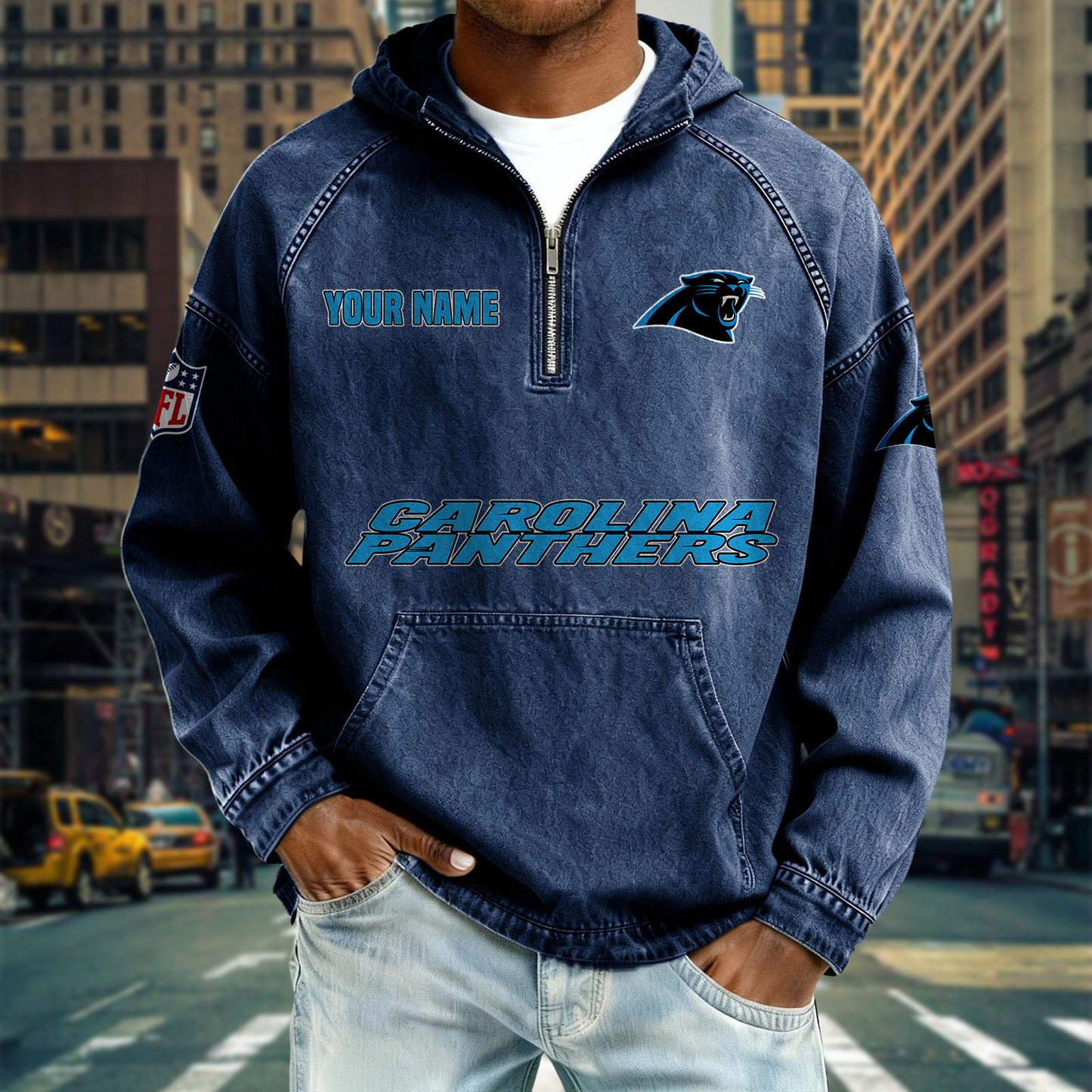 CP x NFL Denim Long - Sleeved Hooded Sweatshirt DDT NTL