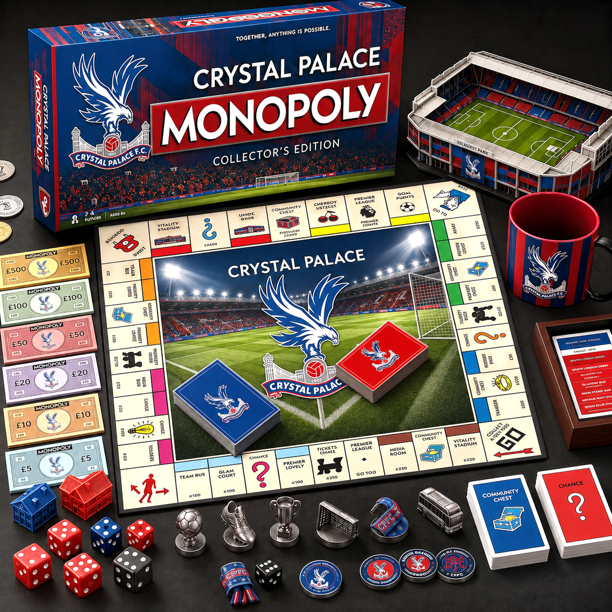 CRY_MONOPOLY EPL DELUXE SPORTS BOARD GAME PREMIUM COLLECTOR EDITION