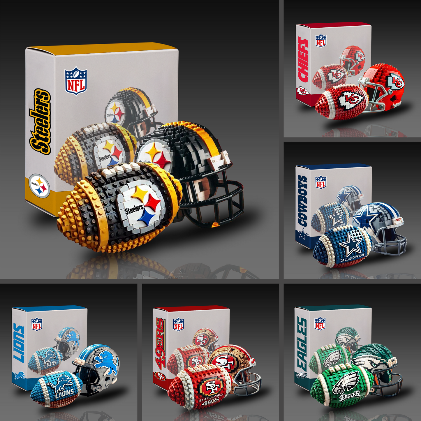 NFL Team Ball & Helmets Building Block Football Set DDT CTND