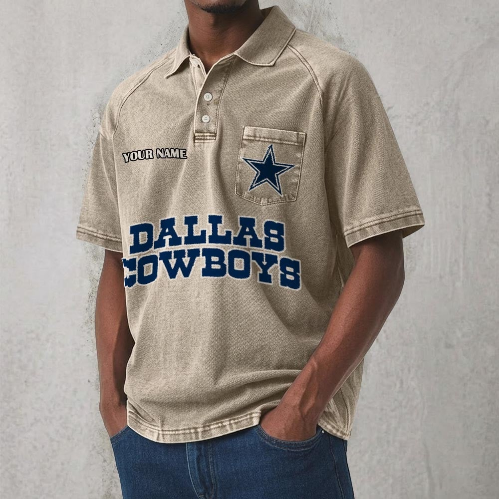 DAL x NFL Men's Distressed Turn-Down Collar Polo DATND TANTD 250526