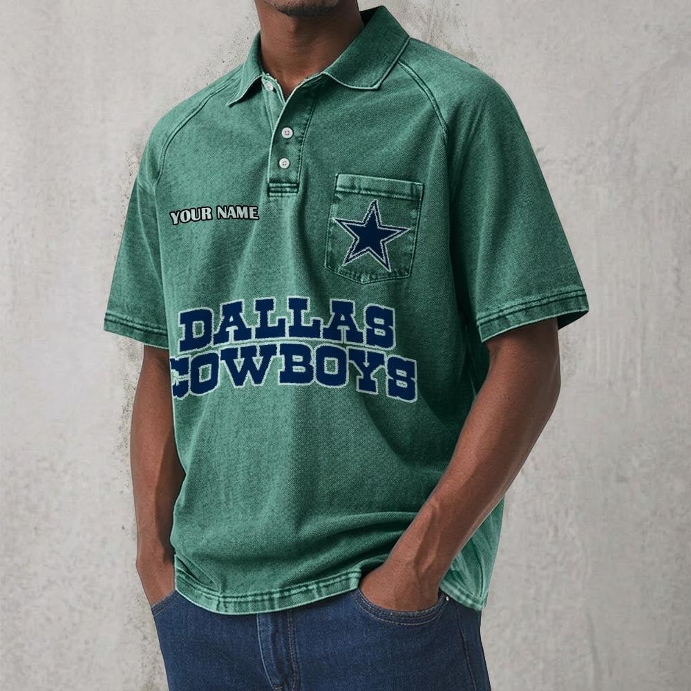 DAL x NFL Men's Distressed Turn-Down Collar Polo DATND TANTD 250526