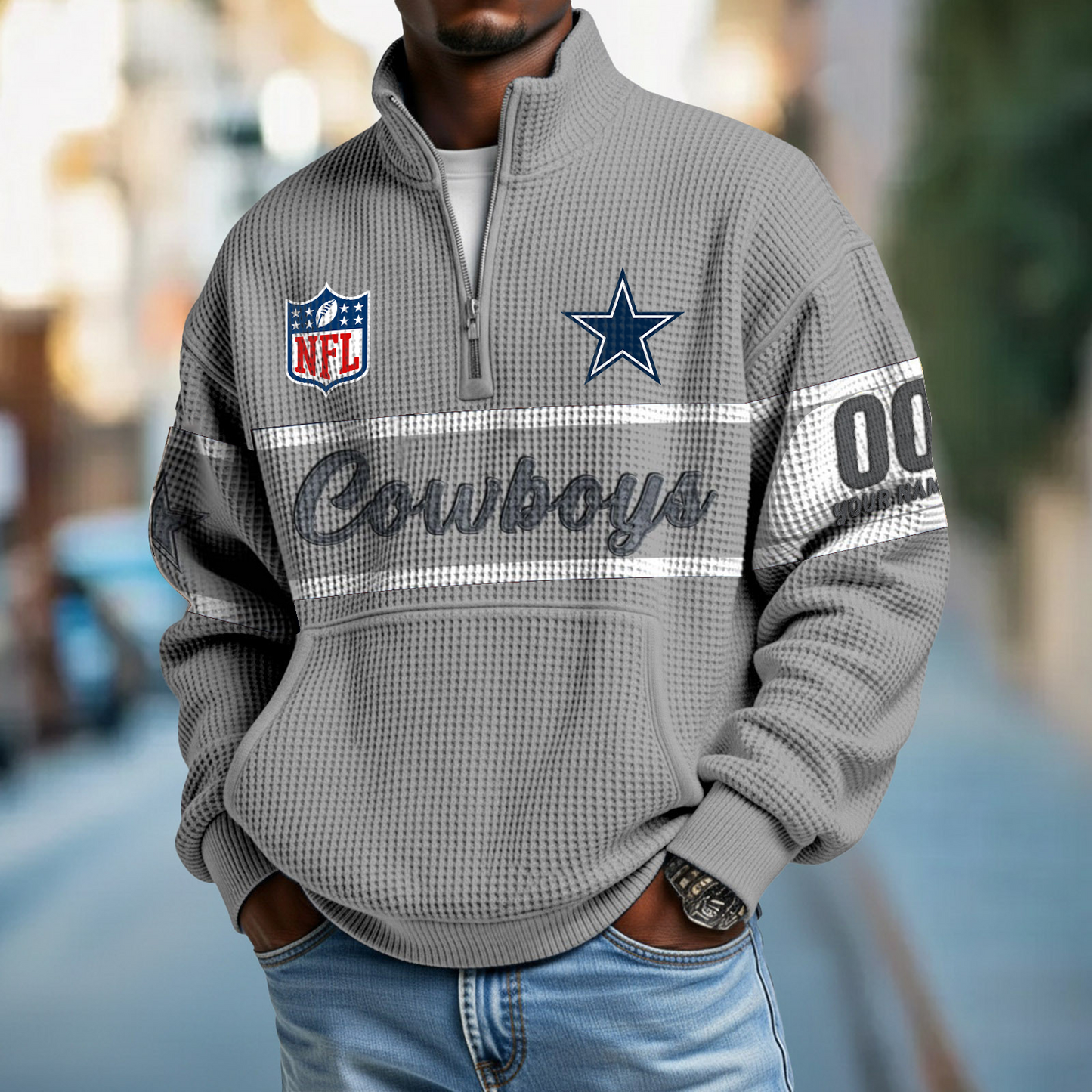 DAL x NFL Quarter-Zip Waffle Pullover DATND TANTD