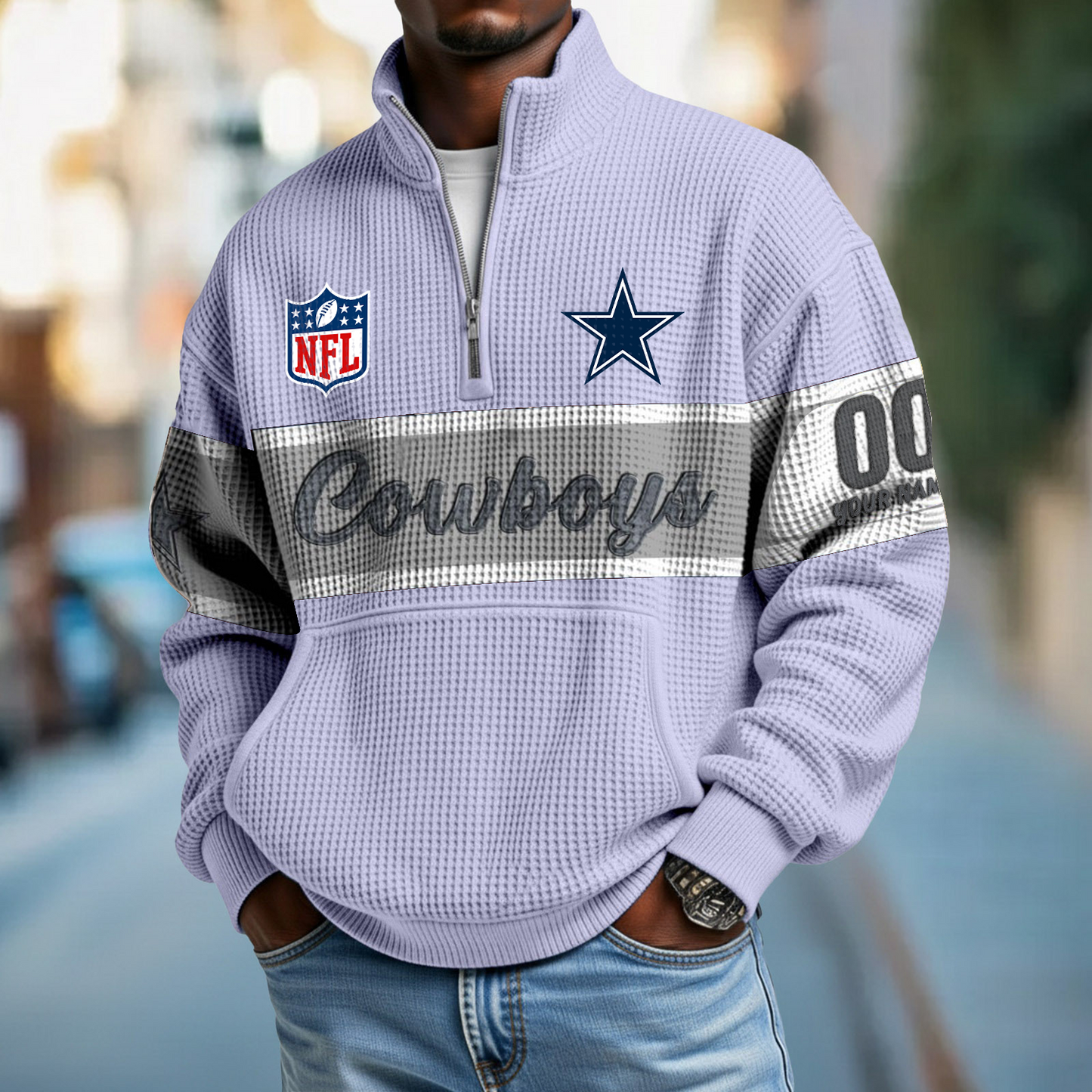DAL x NFL Quarter-Zip Waffle Pullover DATND TANTD