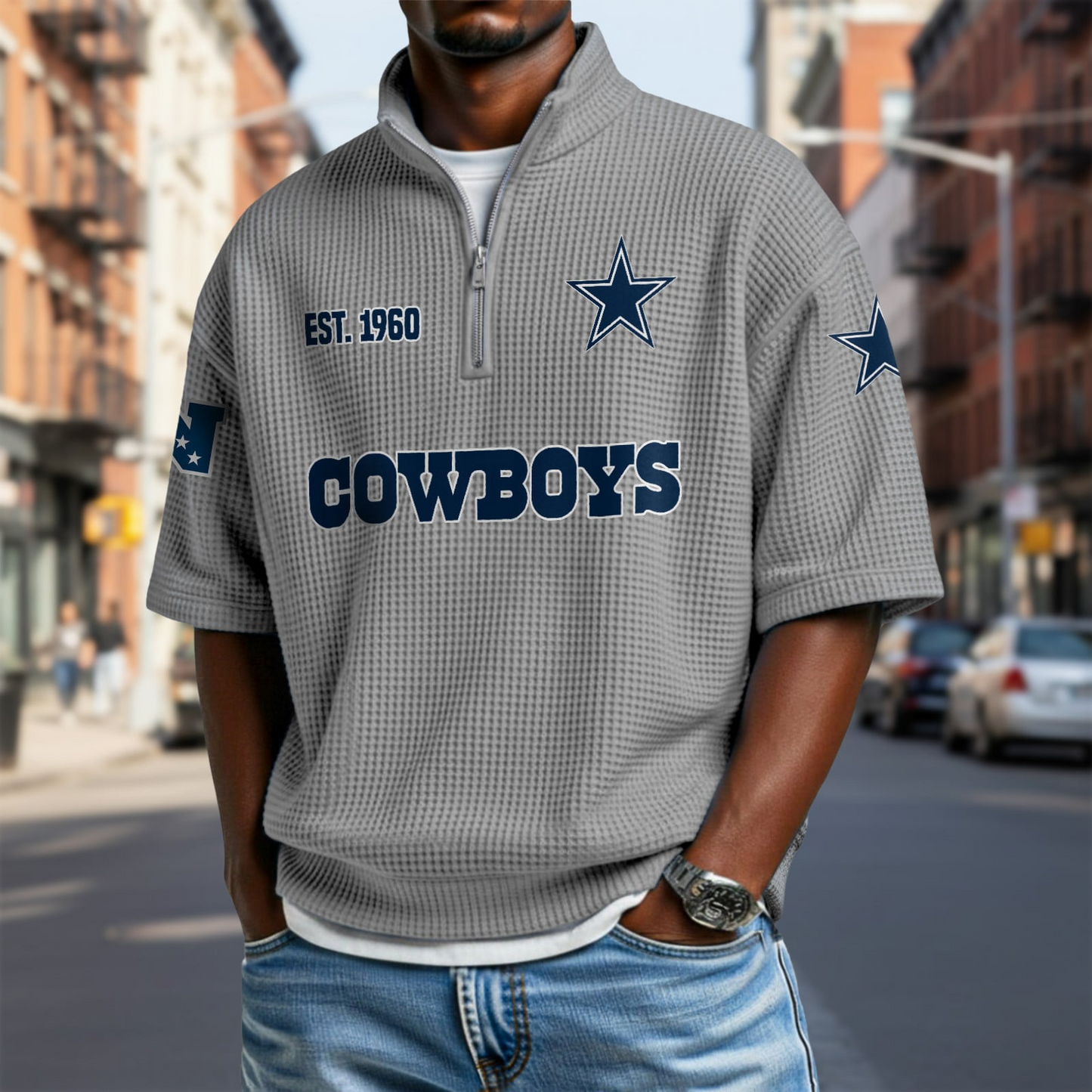 DAL x NFL Waffle Short Sleeve Polo Shirt DatND DVT