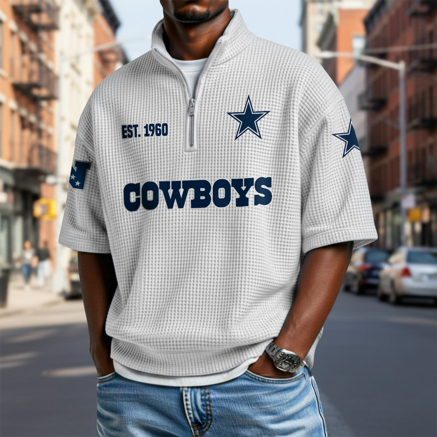 DAL x NFL Waffle Short Sleeve Polo Shirt DatND DVT