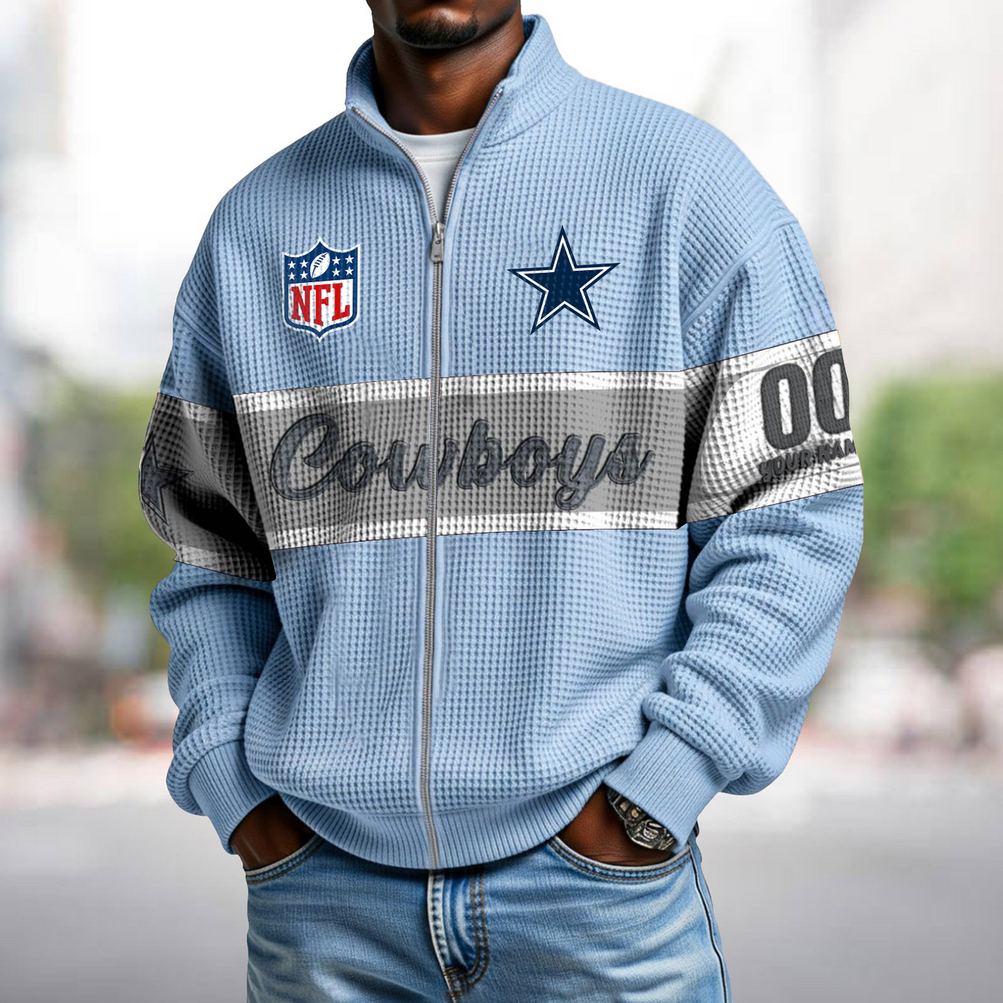 DAL x NFL Waffle Zip-Up Sweatshirt DATND TANTD