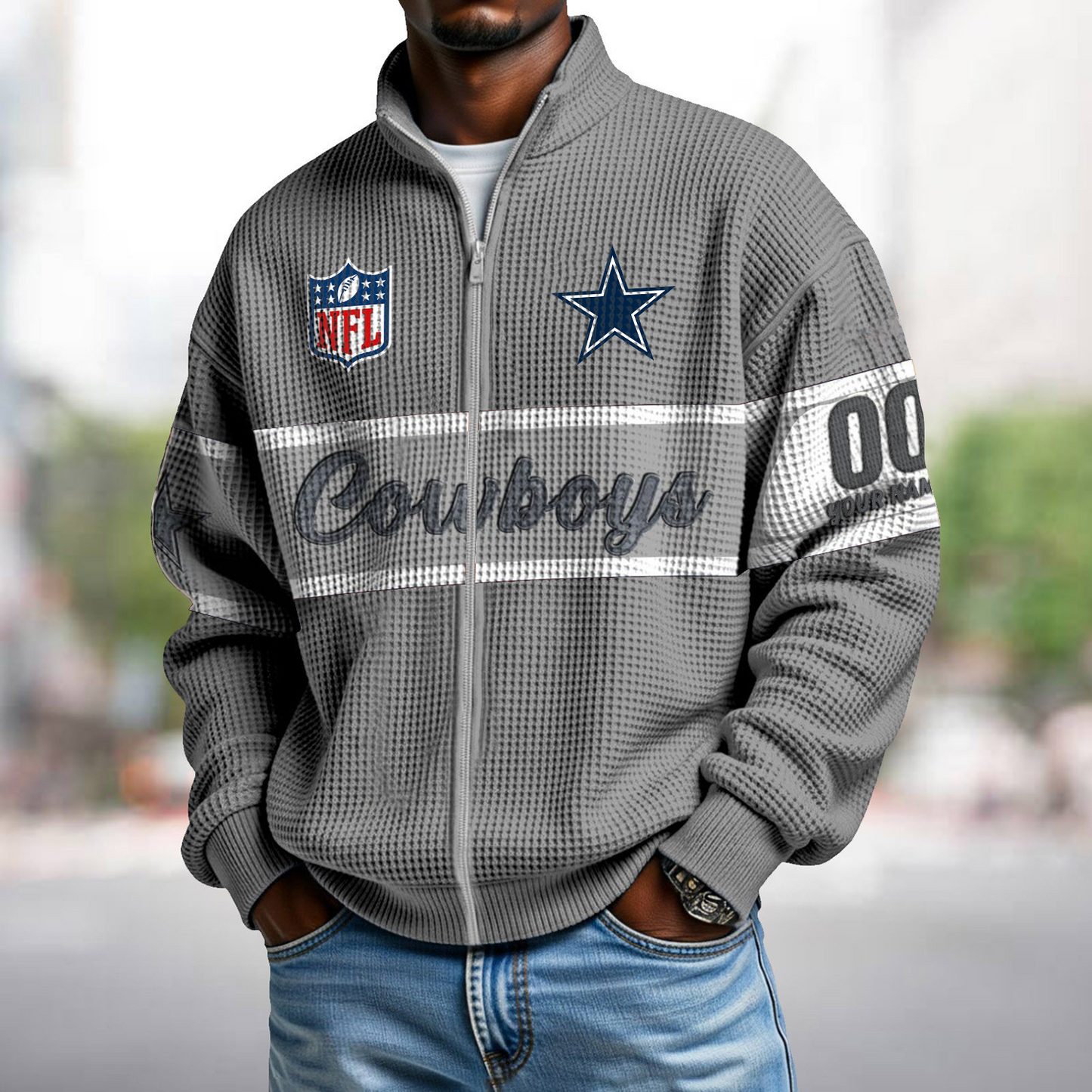 DAL x NFL Waffle Zip-Up Sweatshirt DATND TANTD