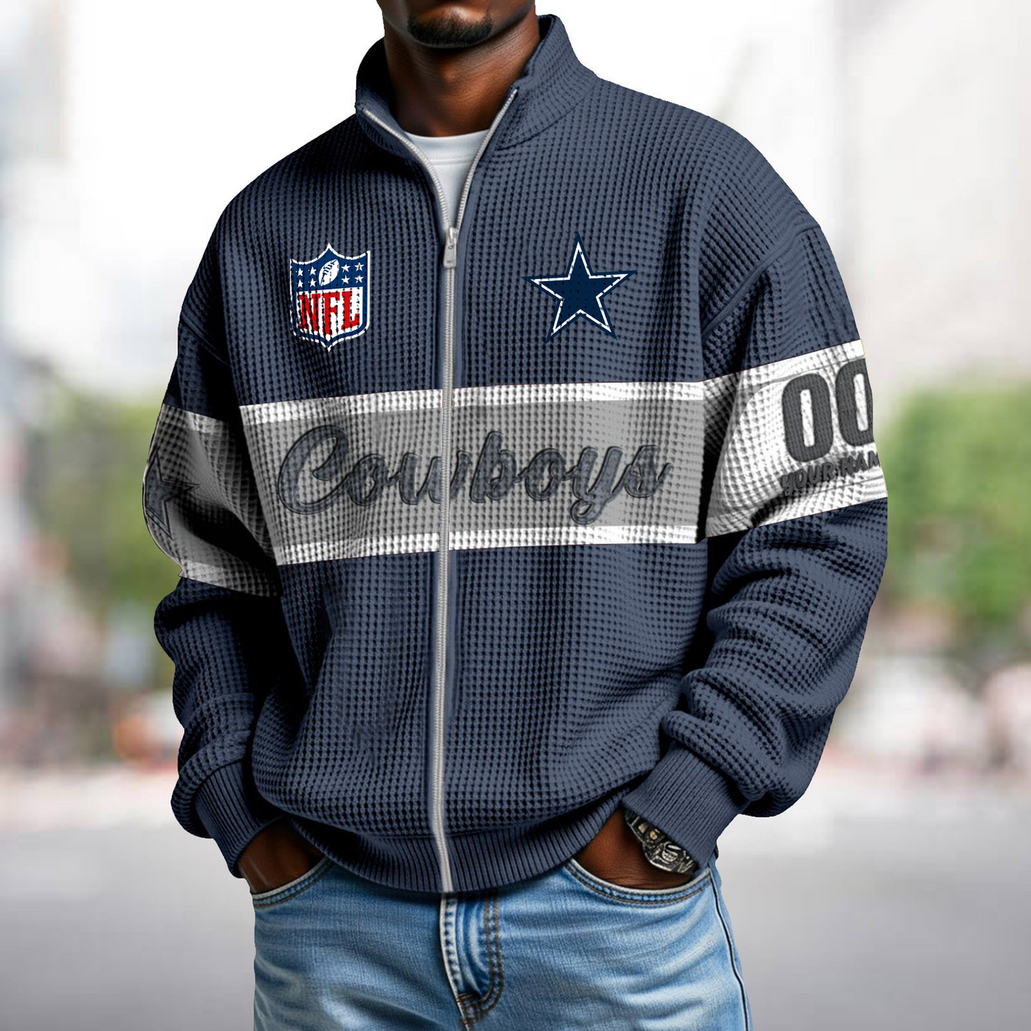 DAL x NFL Waffle Zip-Up Sweatshirt DATND TANTD