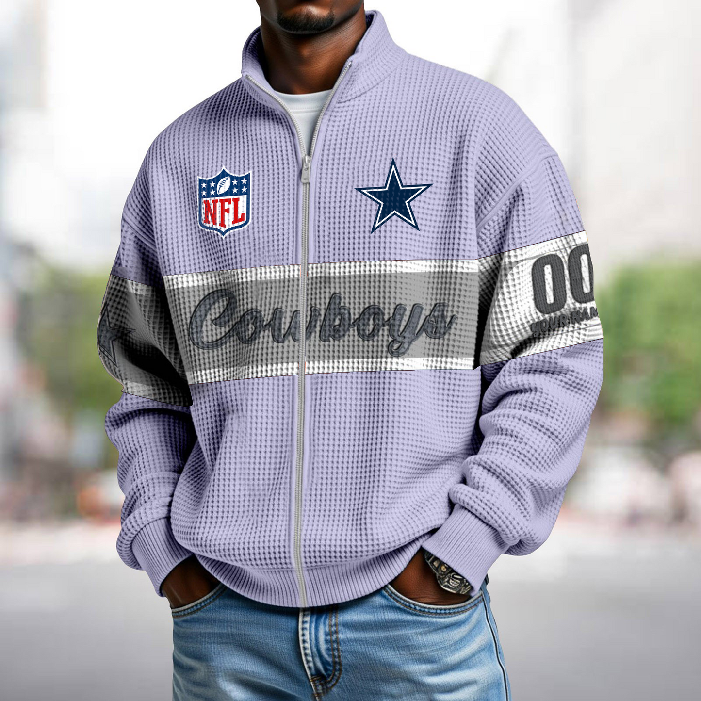 DAL x NFL Waffle Zip-Up Sweatshirt DATND TANTD